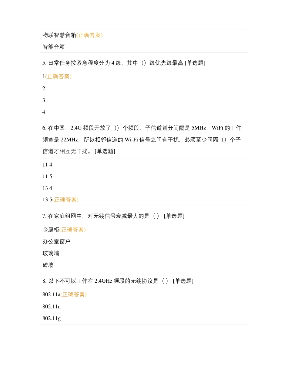 天翼大喇叭无线局域网测试试卷_第2页