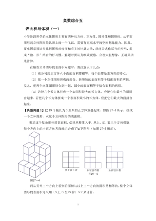 奥数表面积与体积问题试题