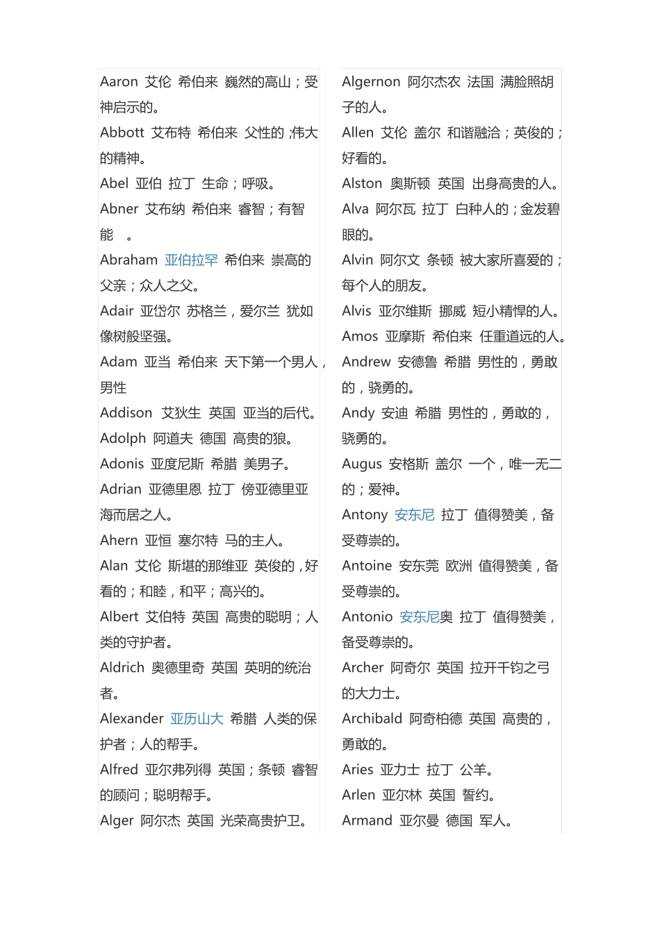 好听的男孩女孩英文名_第1页