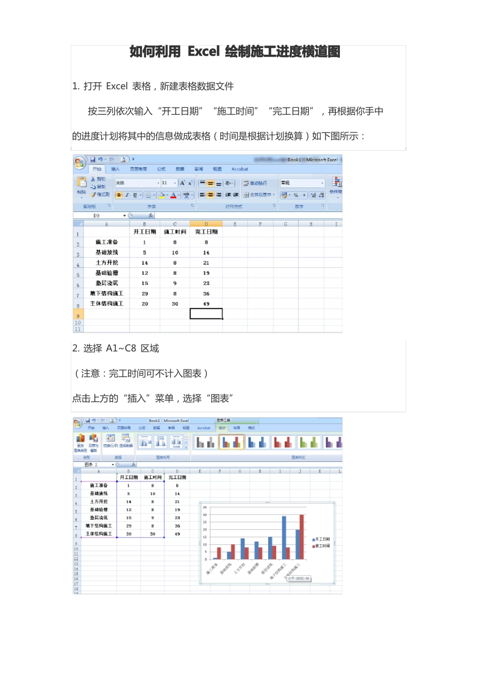 如何利用Excel绘制施工进度横道图？_第1页