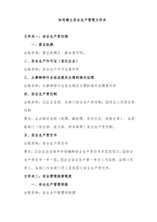 如何建立安全生产管理文件夹