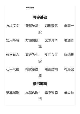 学前写字入门歌诀