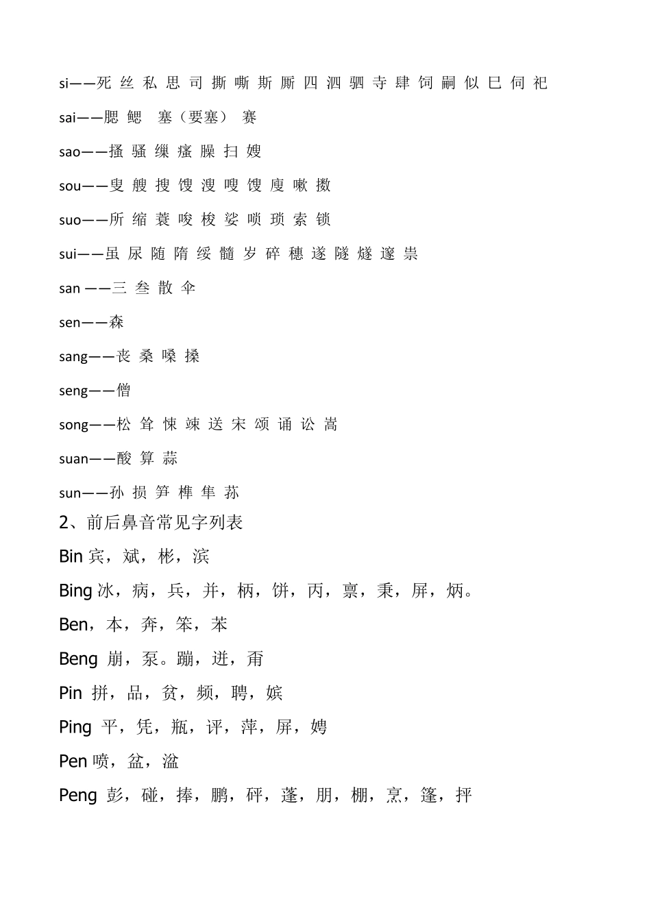 学好拼音之平舌音、边鼻音、前后鼻音常用字汇总_第3页