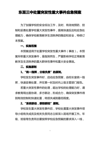 学校处置学校突发性重大事件应急预案