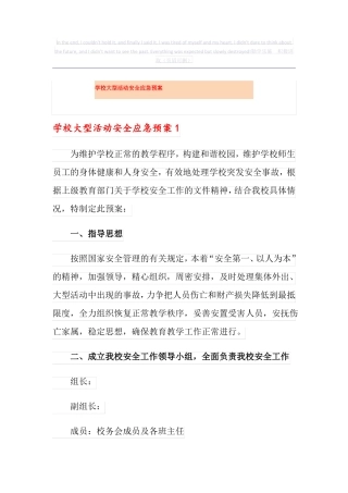 学校大型活动安全应急预案