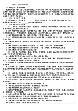 学校安全工作责任分工及职责