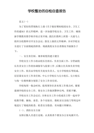 学校整治的自检自查报告
