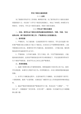 学生干部队伍建设制度精华