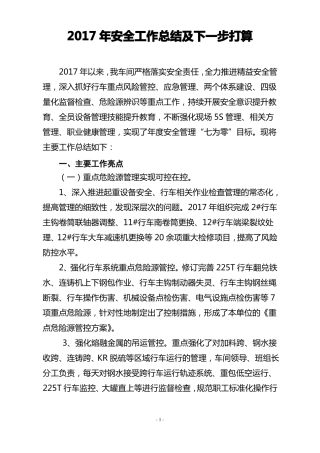 安全工作总结及下一步打算