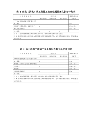 安全强条执行计划及记录表