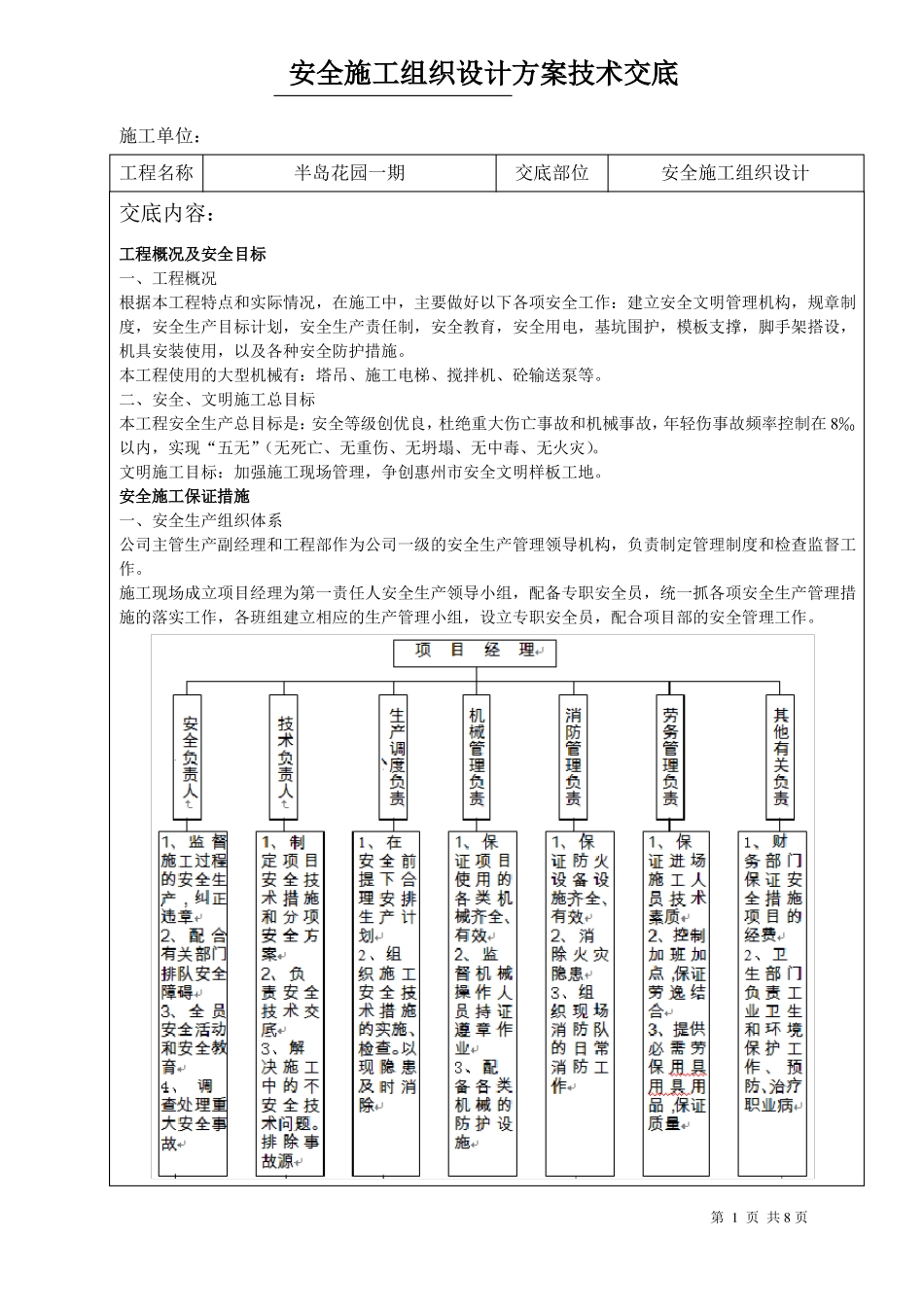 安全施工组织设计方案技术交底_第1页