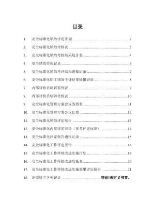 安全标准化绩效考核和持续改进全套表格