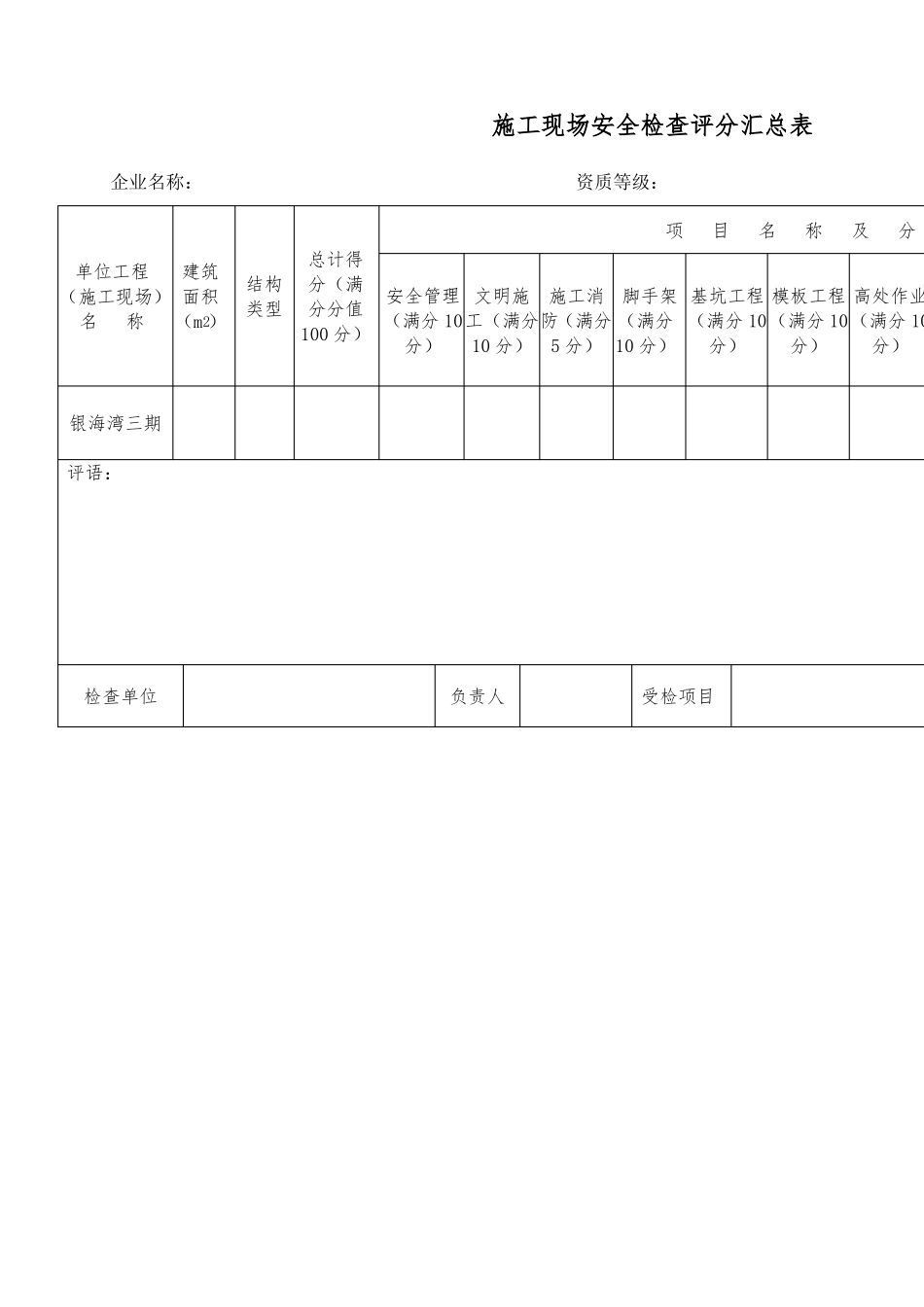 安全检查标准评分表_第1页