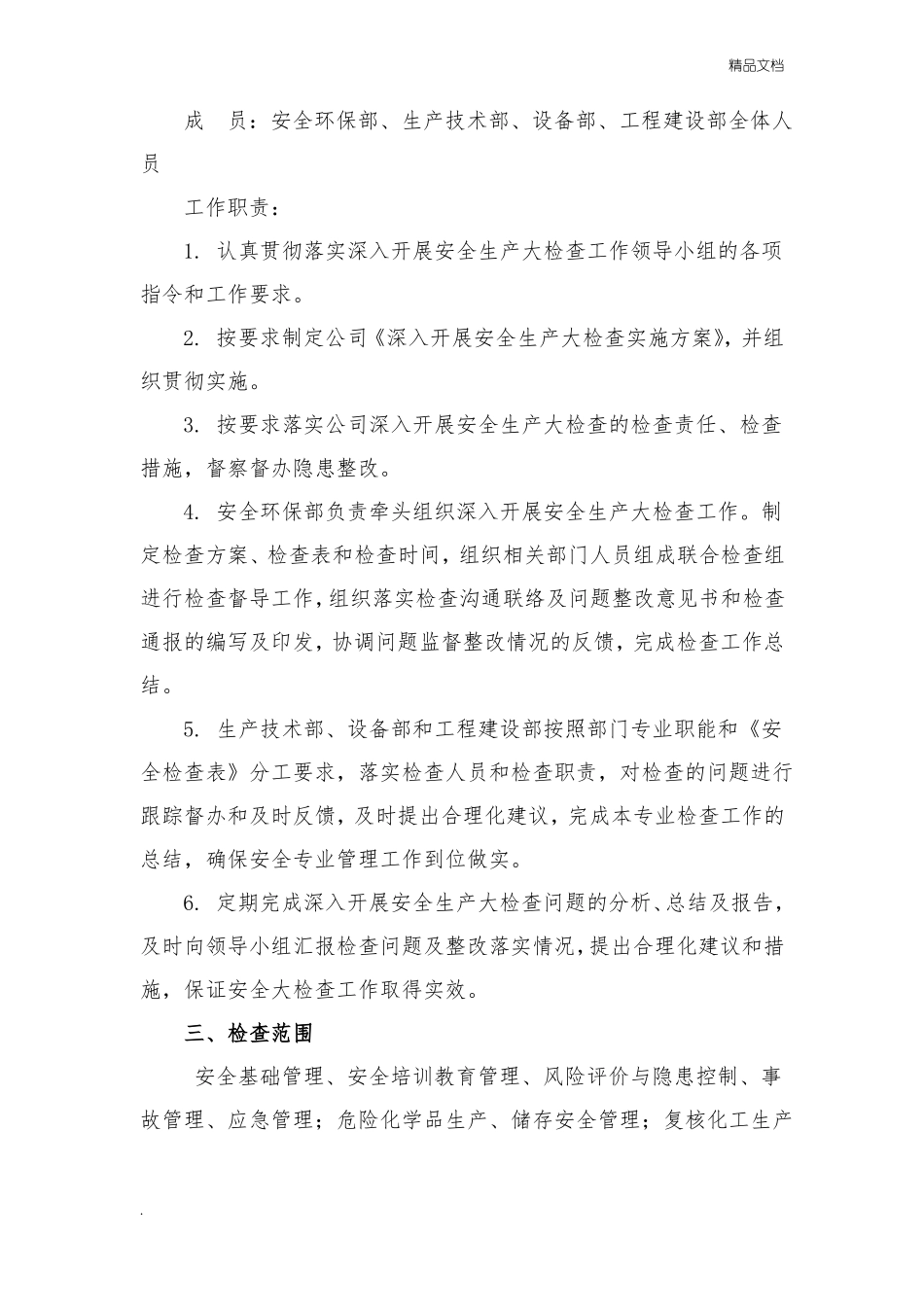 安全生产大检查实施方案模板_第3页
