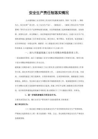 安全生产责任制落实情况