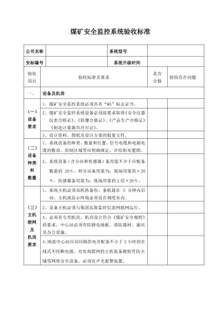 安全监控系统验收表