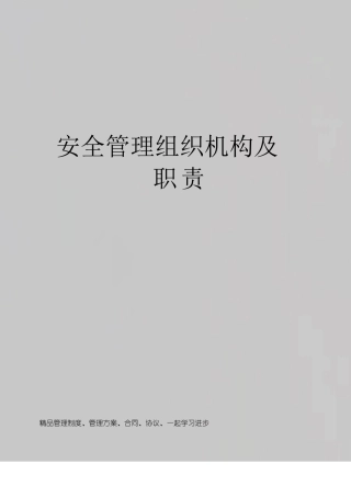 安全管理组织机构及职责