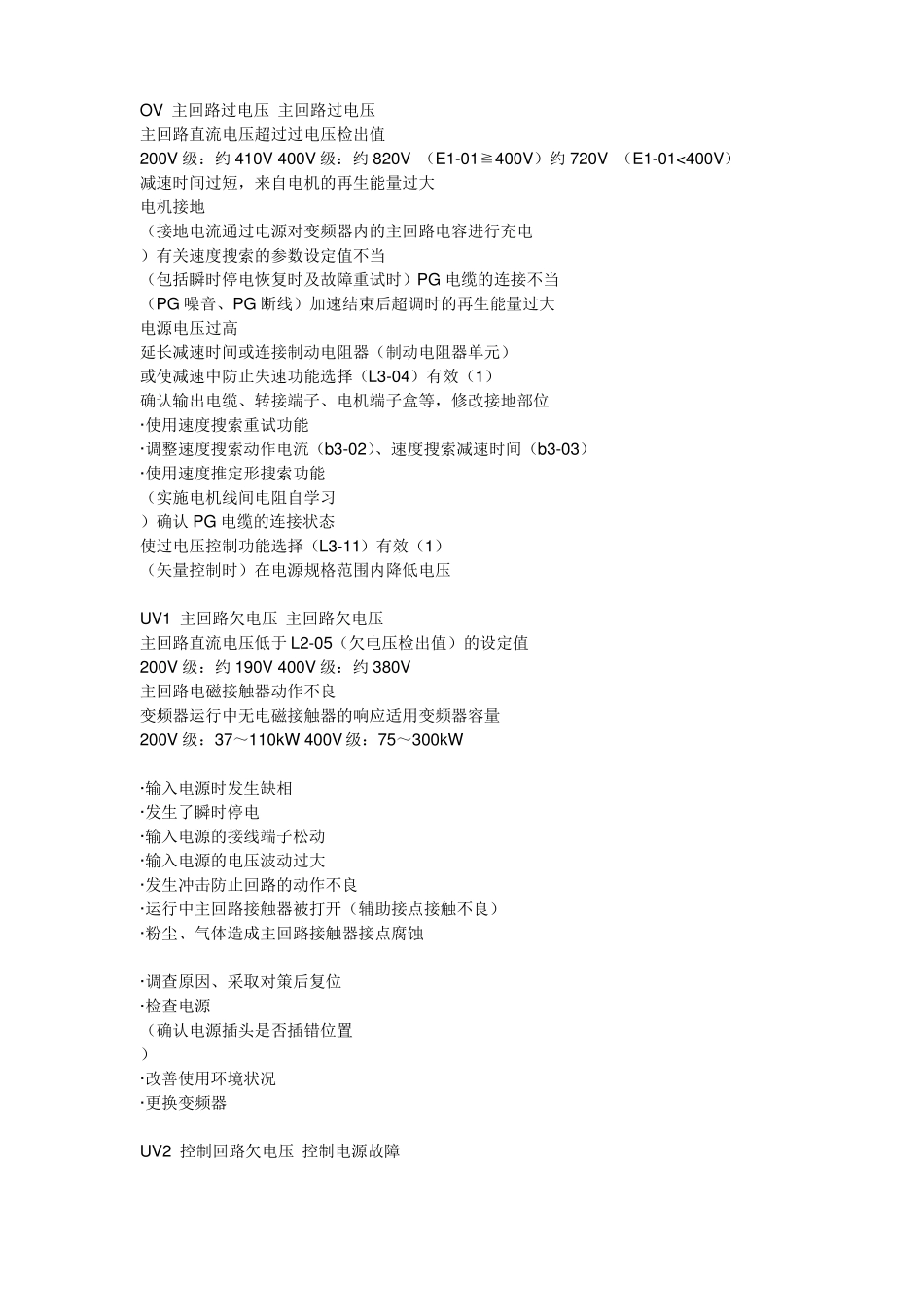 安川变频器G7系列故障代码详表_第2页