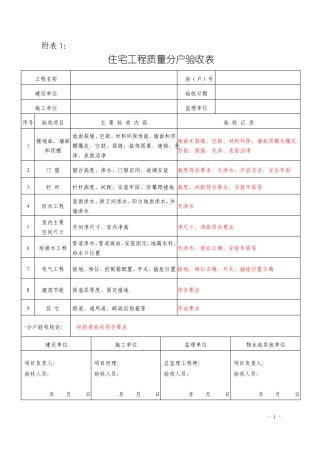 安徽住宅分户验收表最新