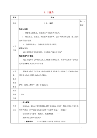 安徽长丰高中物理相互作用2弹力教案新人教版必修1课件