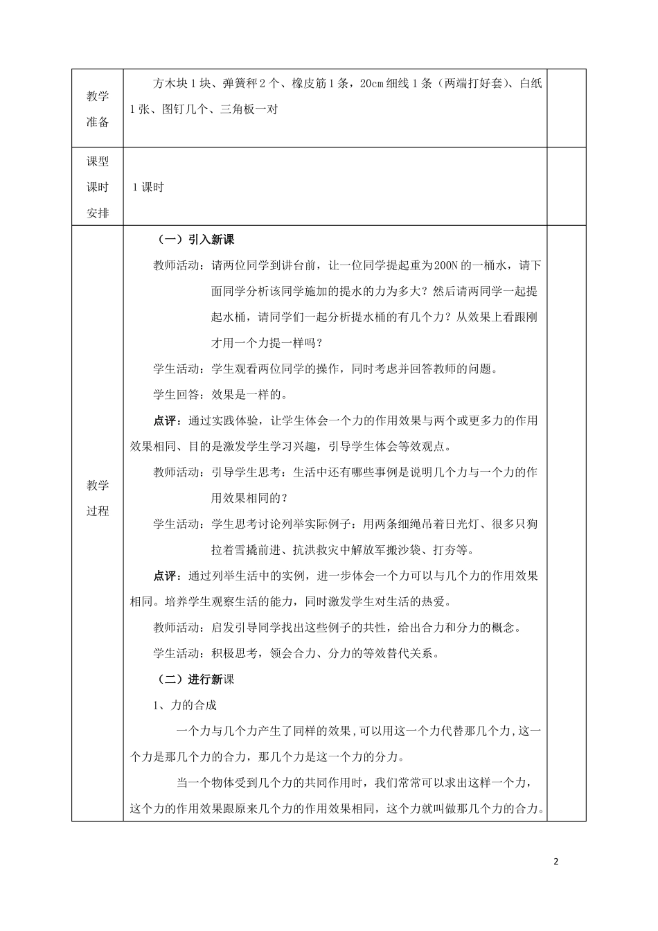 安徽长丰高中物理相互作用4力的合成教案新人教版必修1课件_第2页