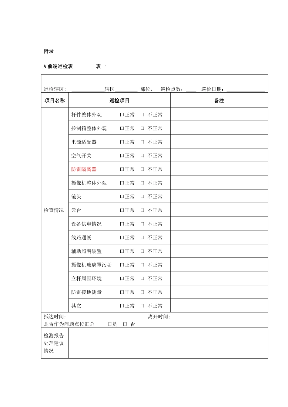 安防监控系统维护收费标准及检测报告表格_第2页