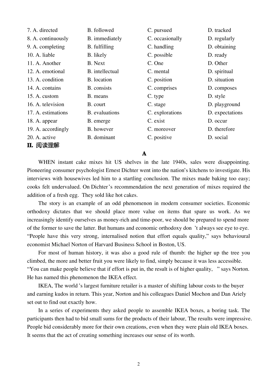 完形阅读强化训练六_第2页