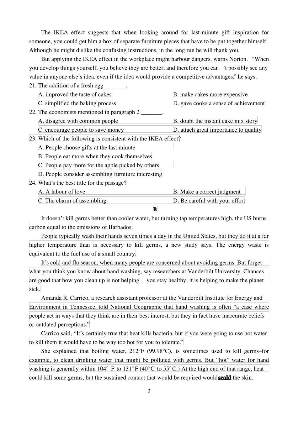完形阅读强化训练六_第3页
