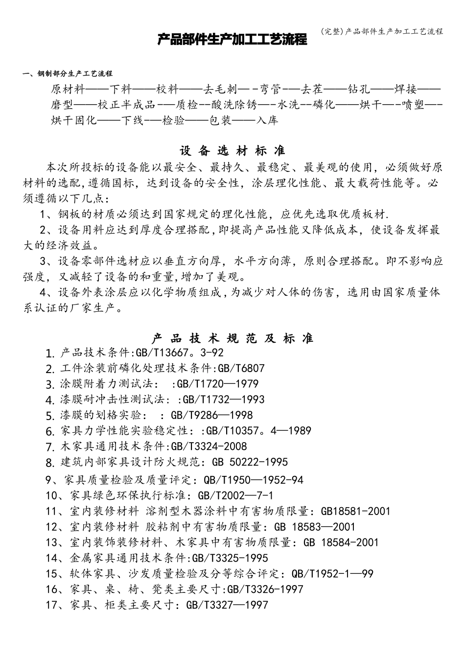 完整产品部件生产加工工艺流程_第1页