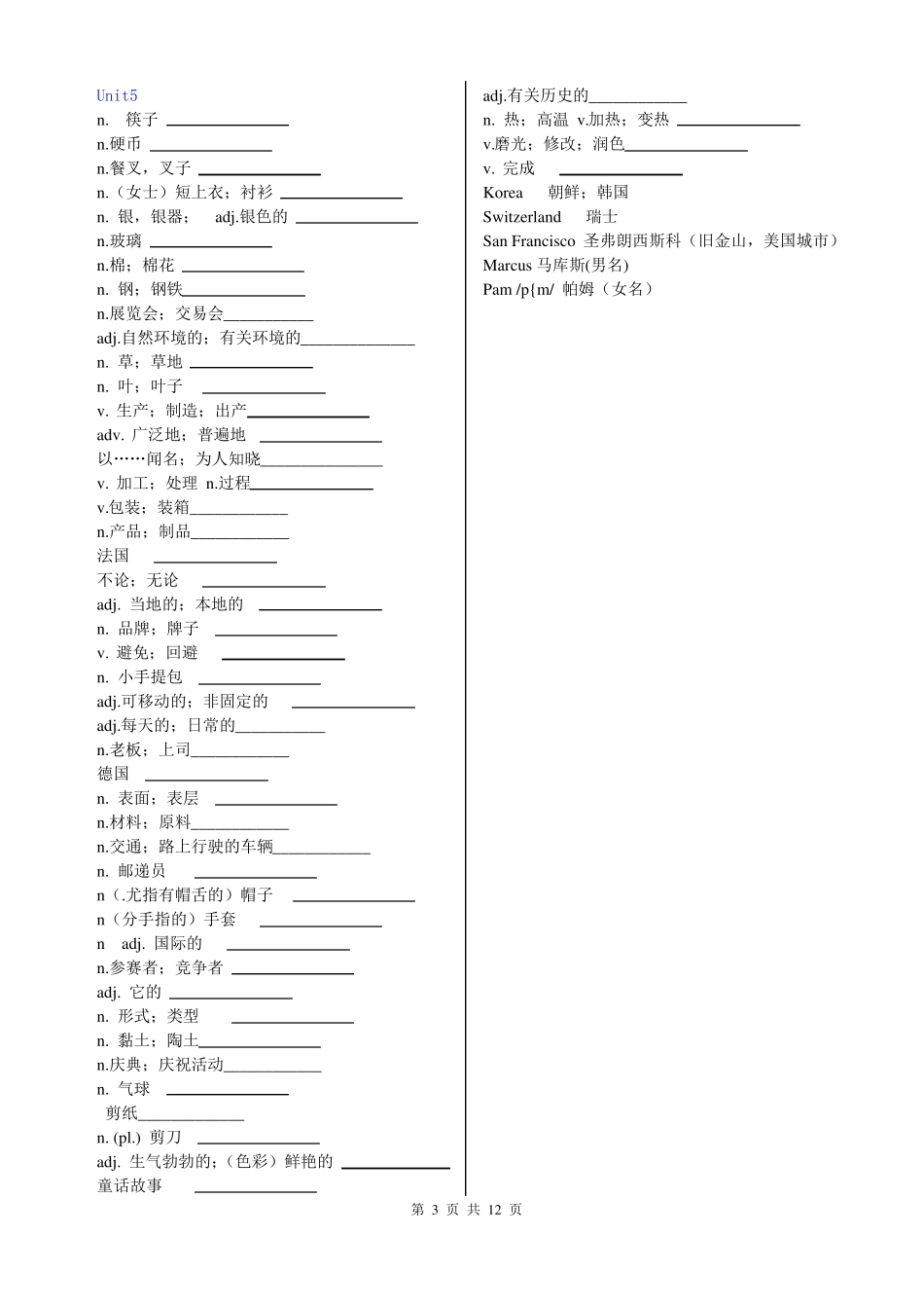 完整人教版九年级英语单词表默写版_第3页