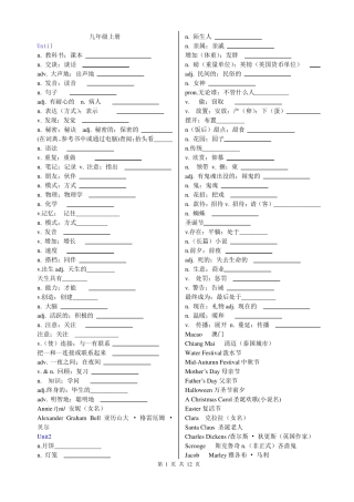 完整人教版九年级英语单词表默写版