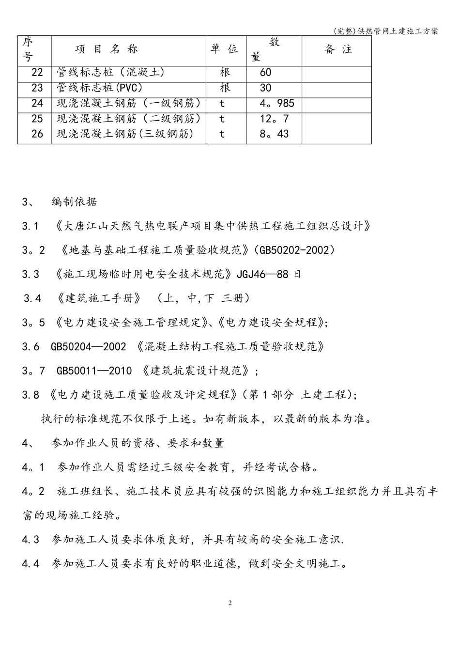 完整供热管网土建施工方案_第2页