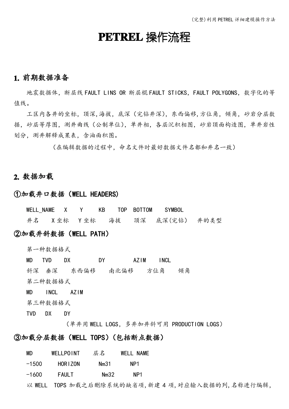 完整利用PETREL详细建模操作方法_第1页