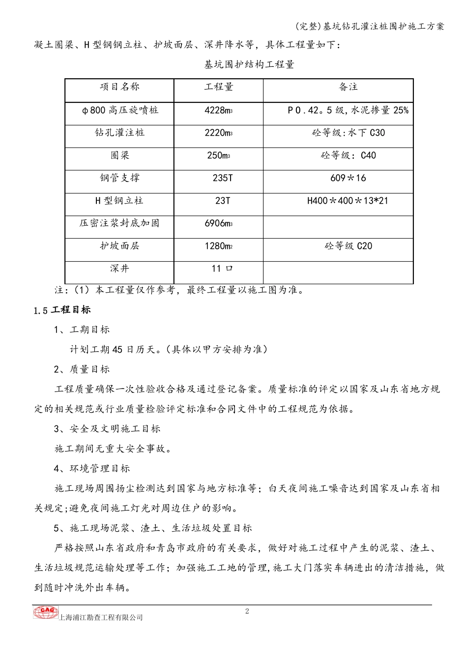 完整基坑钻孔灌注桩围护施工方案_第2页