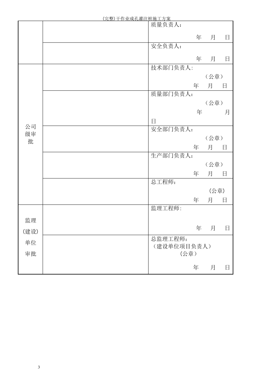完整干作业成孔灌注桩施工方案_第3页