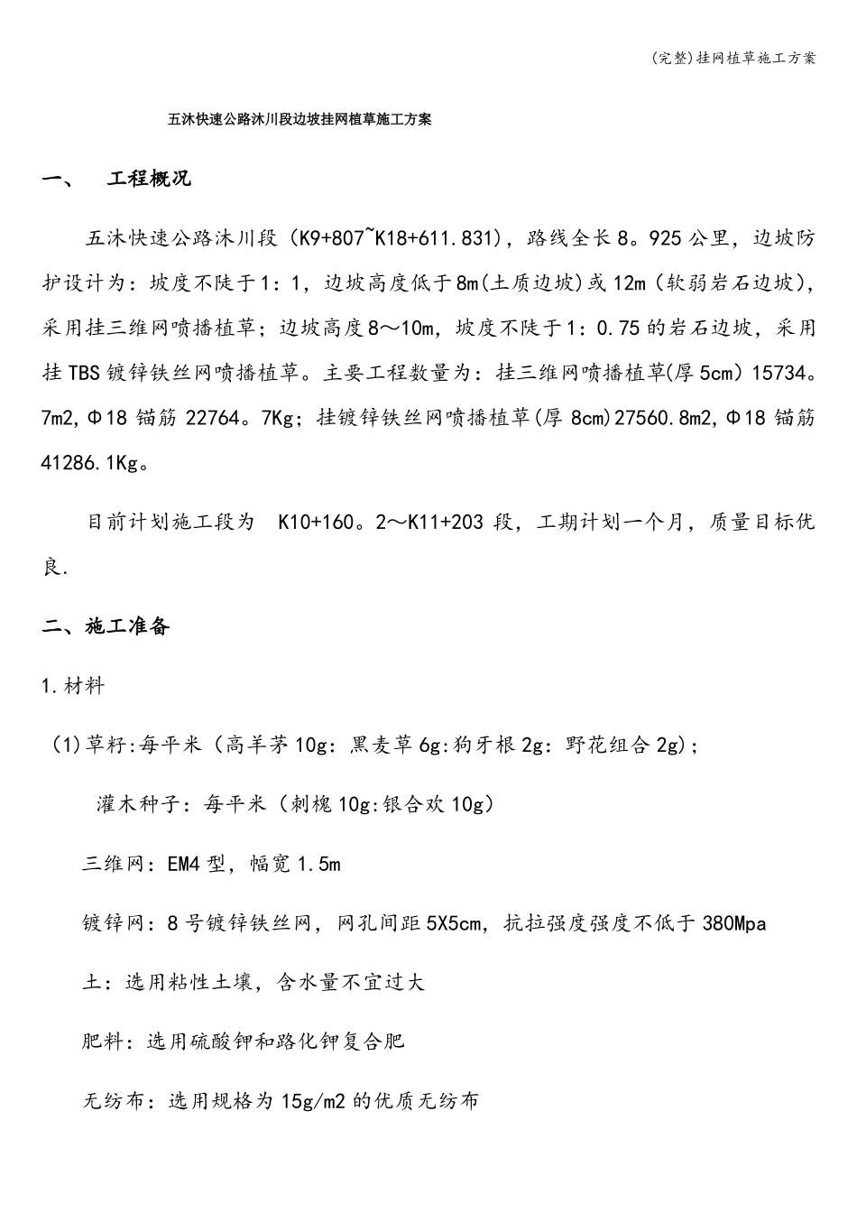 完整挂网植草施工方案_第1页