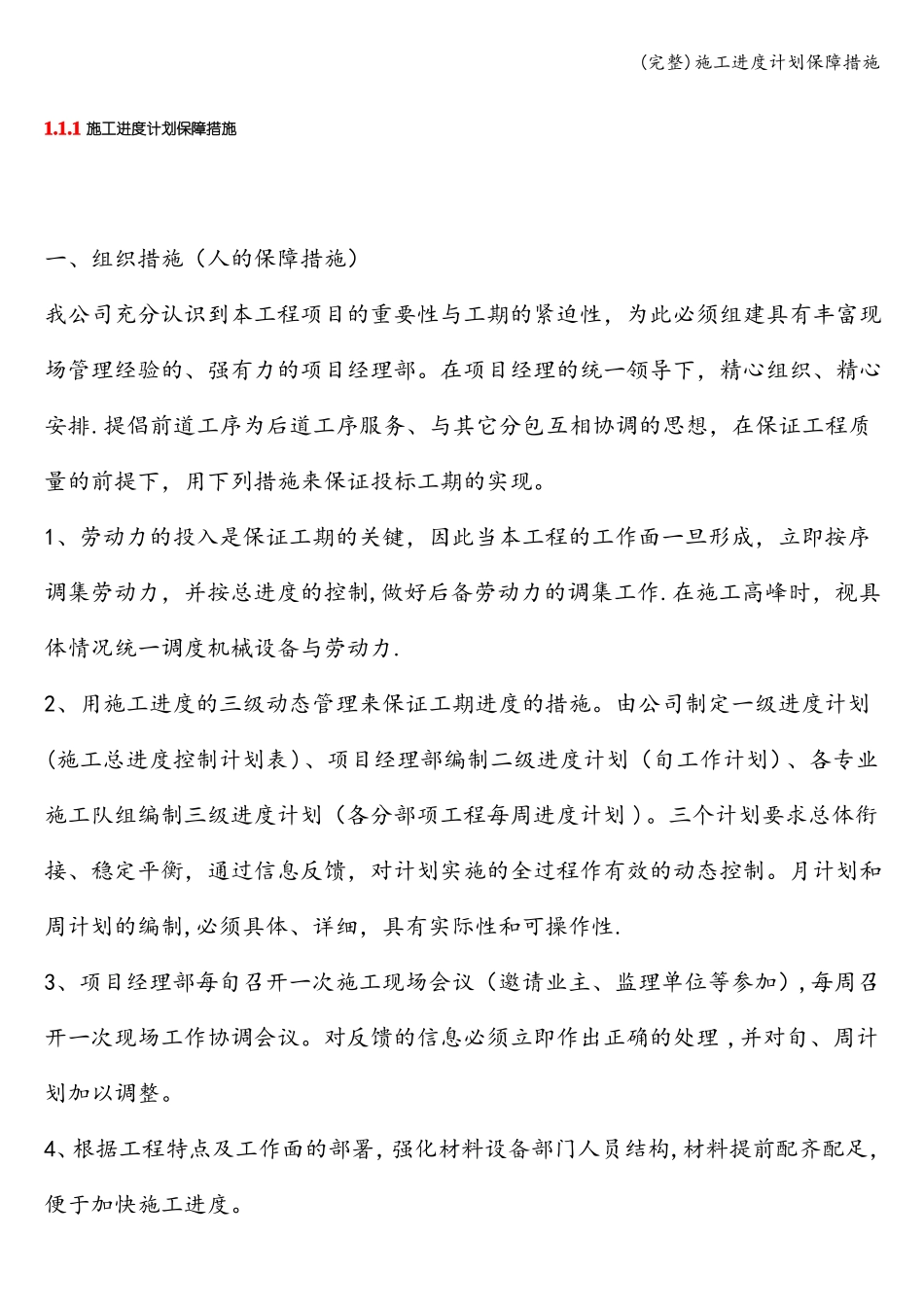 完整施工进度计划保障措施_第1页