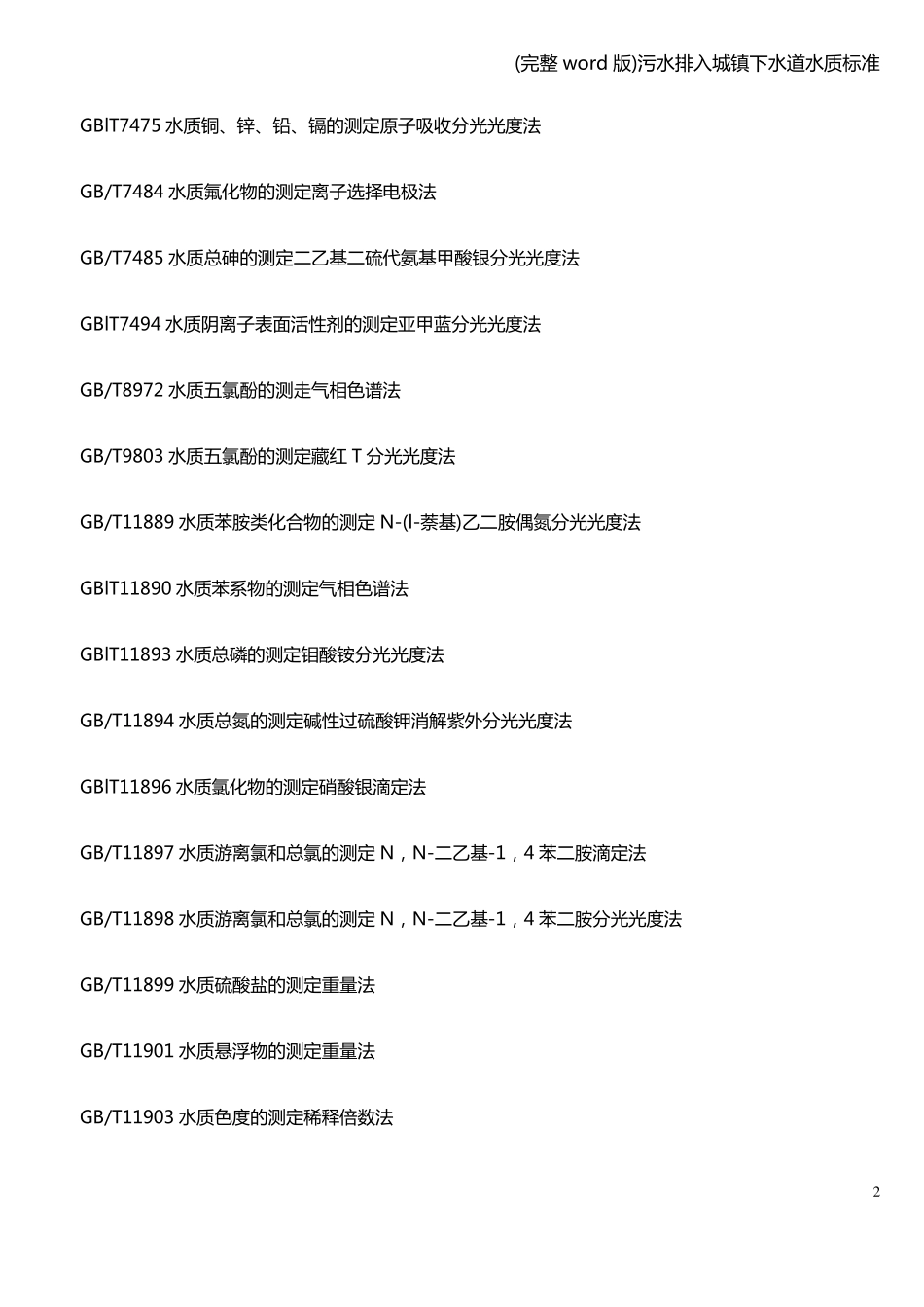 完整版污水排入城镇下水道水质_第2页