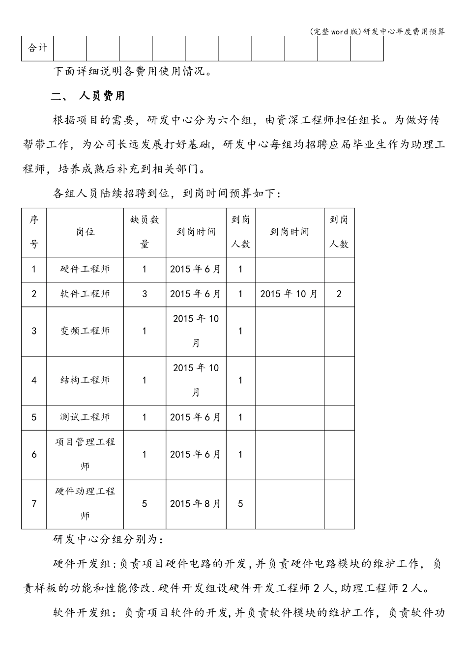 完整版研发中心年费用预算_第2页