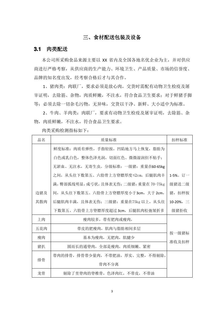 完整版食材采购标准和配送服务方案_第3页