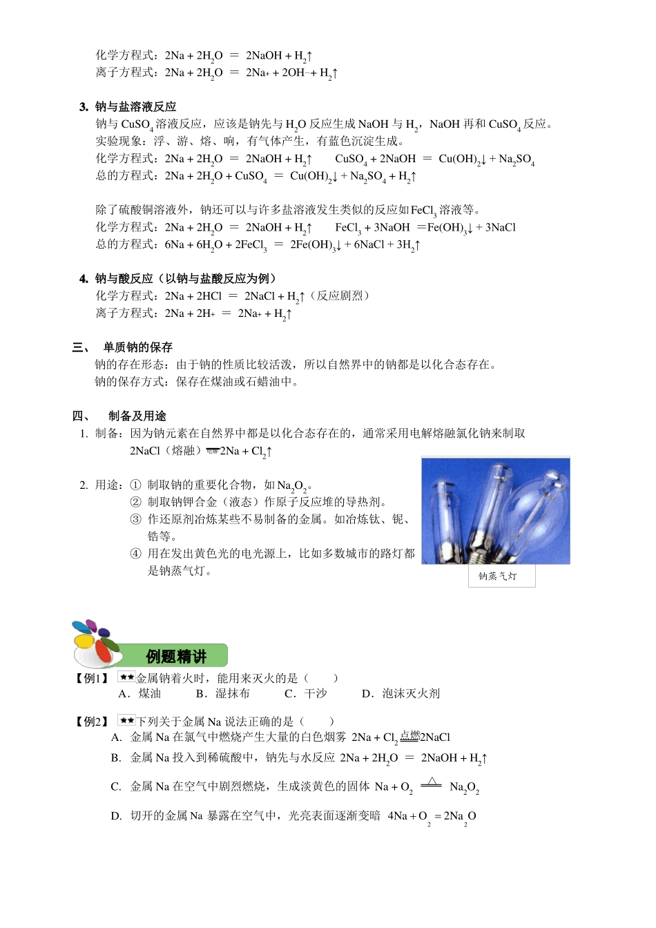 完整版高一化学钠及其化合物_第2页