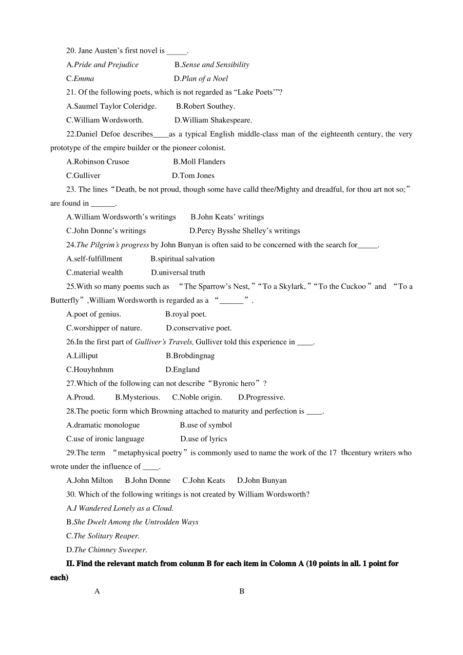 完整英国文学史及选读期末试题及答案,推荐文档_第3页