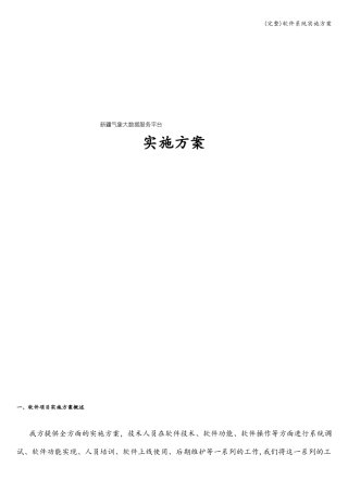 完整软件系统实施方案