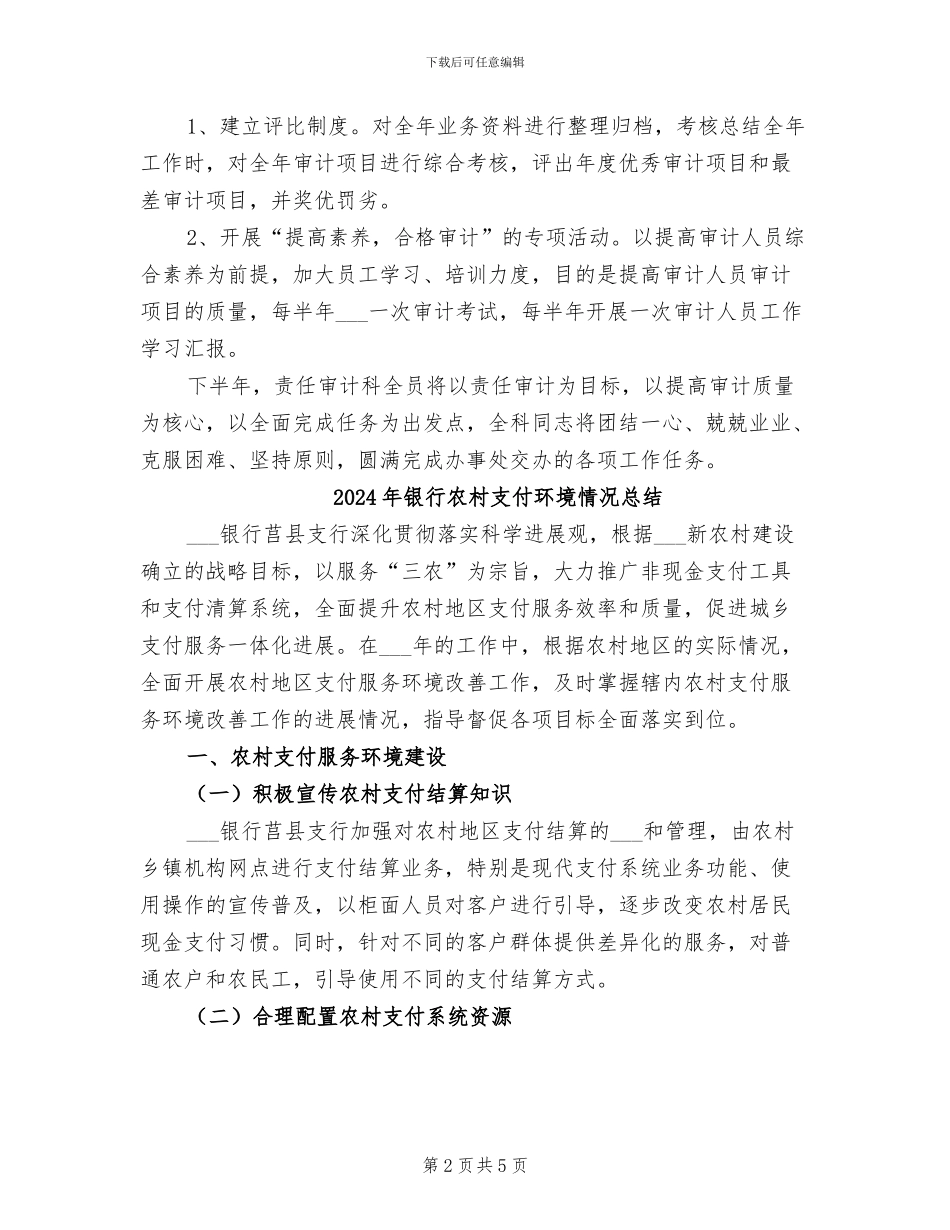 2024年银行内部审计年度个人工作总结_第2页