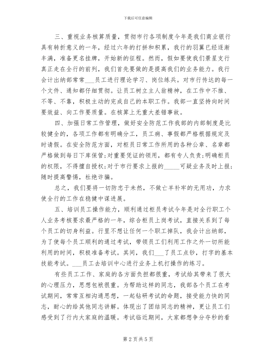 2024年银行出纳年终工作总结报告_第2页