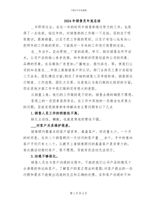 2024年销售员年底总结