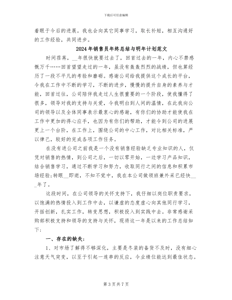 2024年销售员年终总结与明年计划_第3页