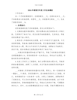 2024年销售员年度工作总结模板