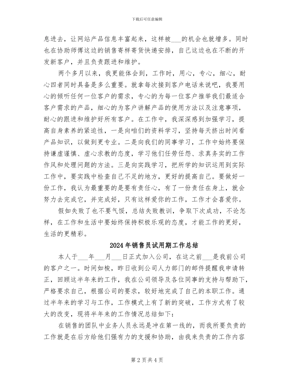 2024年销售员试用期个人总结范文_第2页