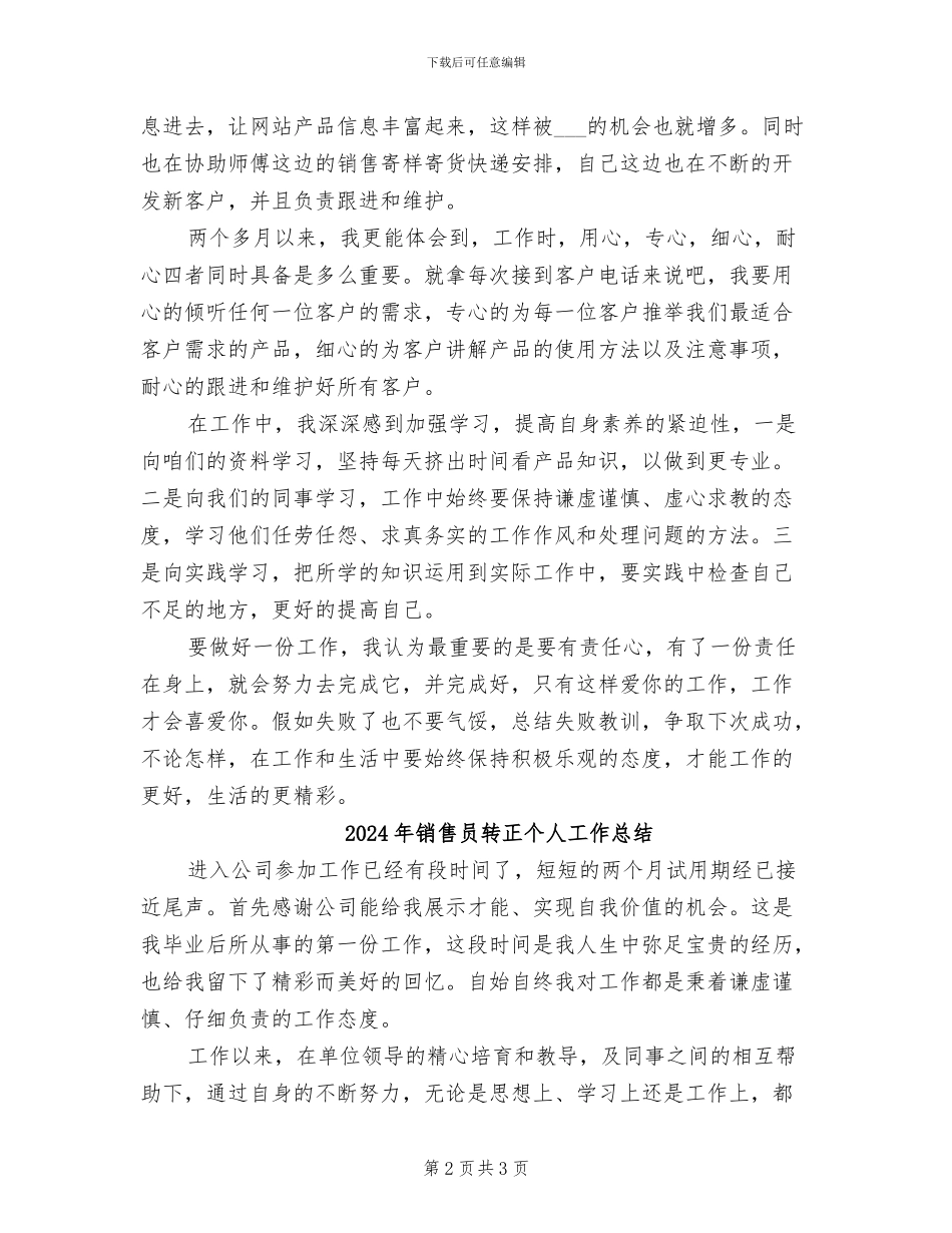 2024年销售员试用期转正总结_第2页